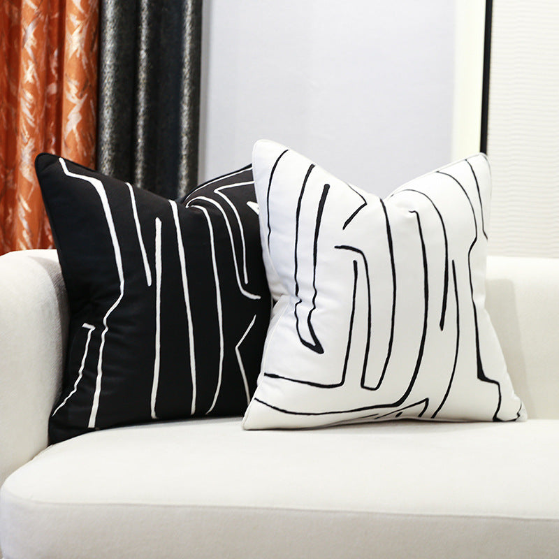 Monochrome Maze Cushion Cover