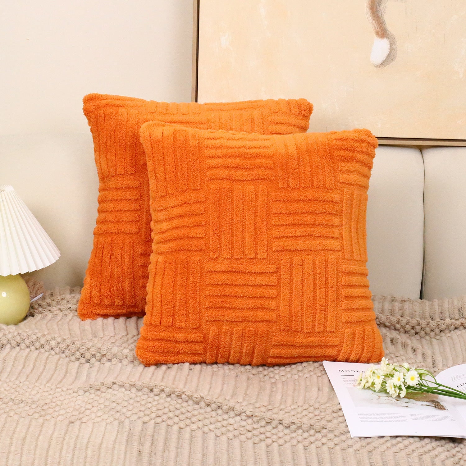 Woven Plush Cushion Cover 45x45cm