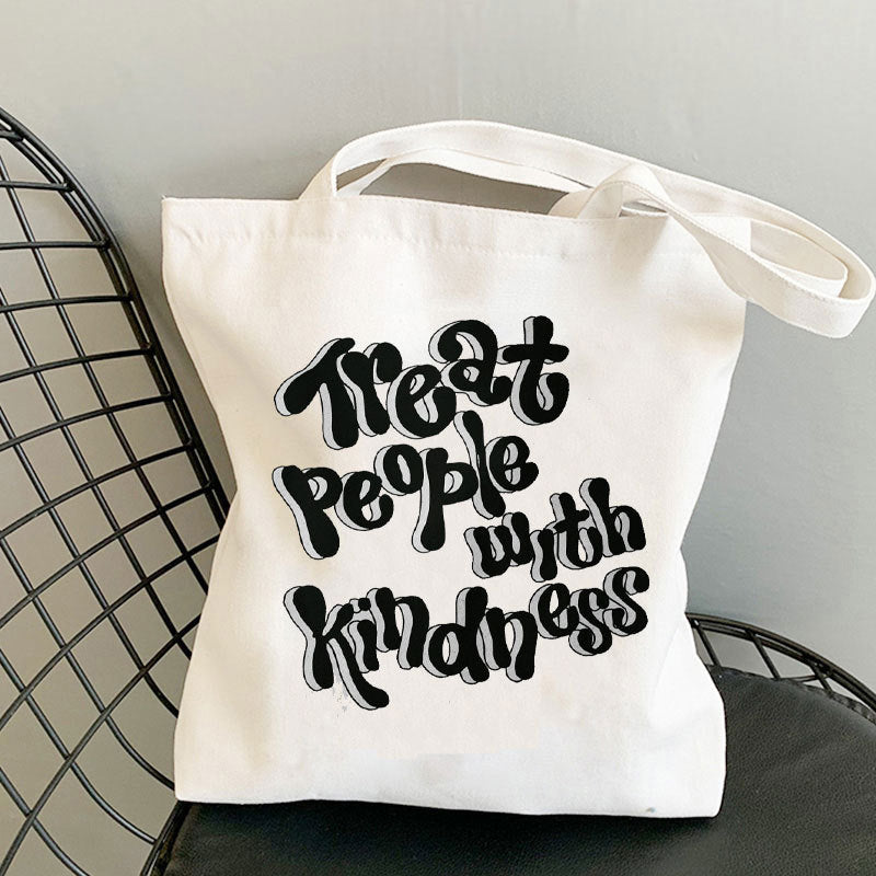 Kindness Print Canvas Tote