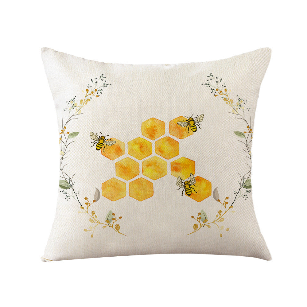 Bee Series Linen Cushion Cover 45x45cm