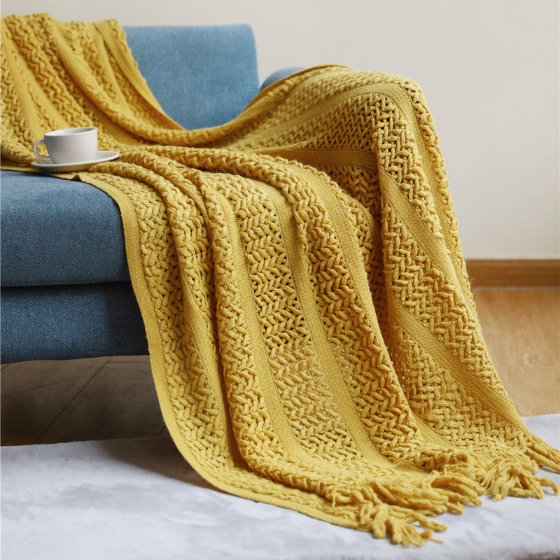 Knitted Tassel Throw, 130x150cm