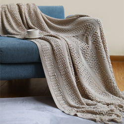 Knitted Tassel Throw, 130x150cm