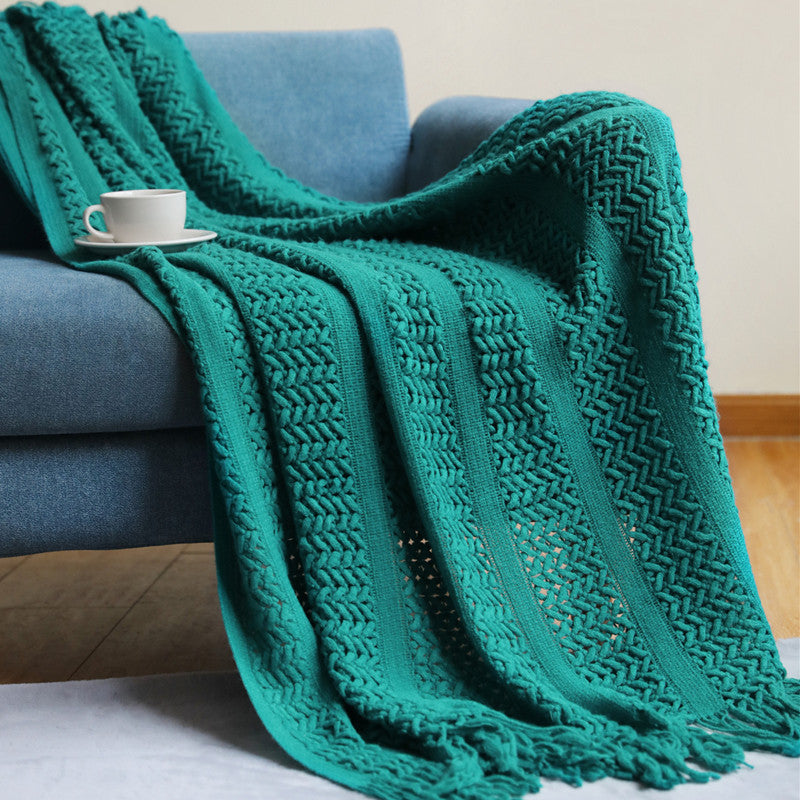 Knitted Tassel Throw, 130x150cm