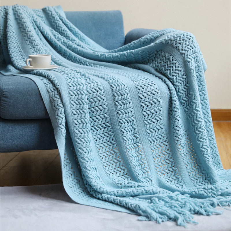 Knitted Tassel Throw, 130x150cm