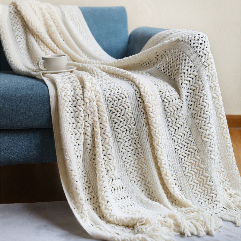 Knitted Tassel Throw, 130x150cm