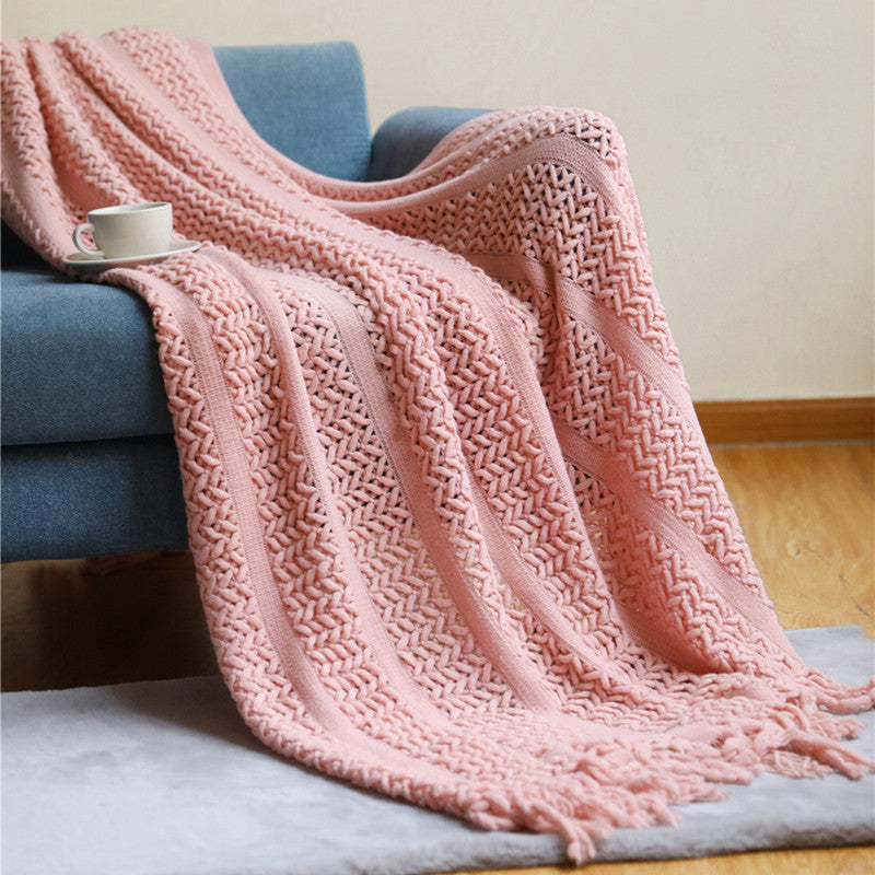 Knitted Tassel Throw, 130x150cm