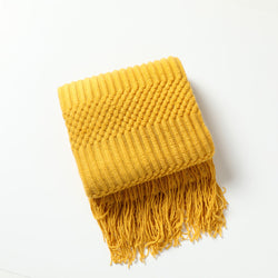 Tasseled Knit Throw Blanket, 130x230cm