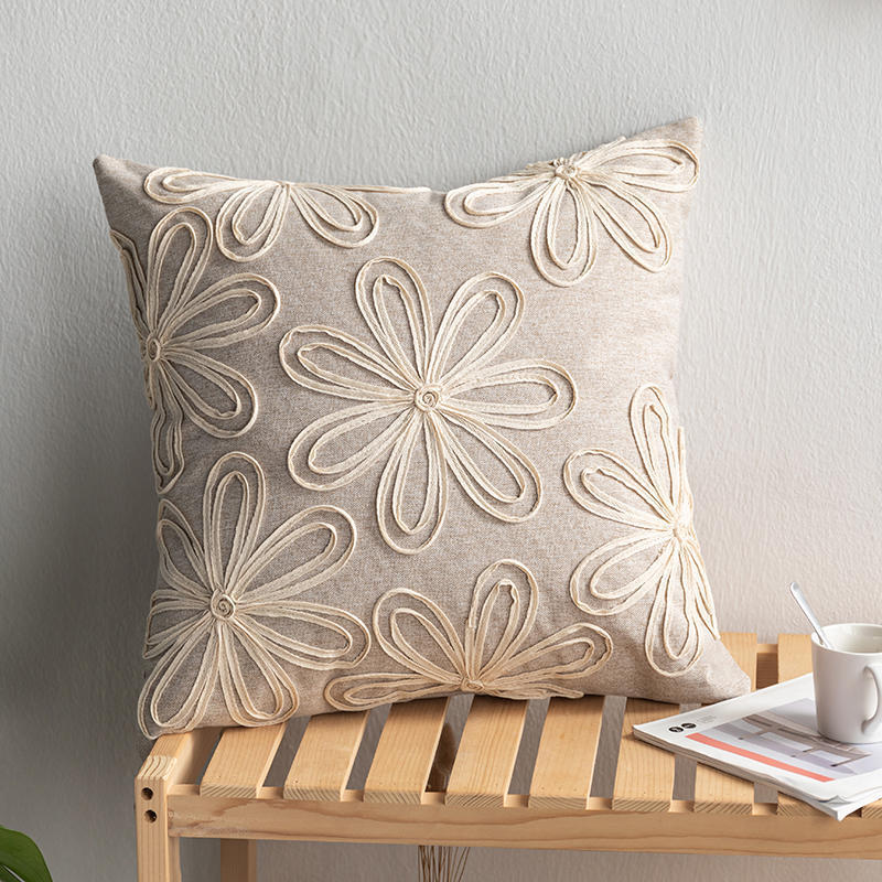 Flower Pattern Cotton Cushion 45x45cm