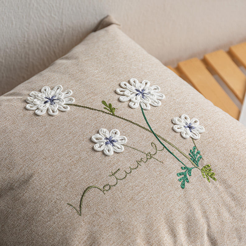 Flower Pattern Cotton Cushion 45x45cm