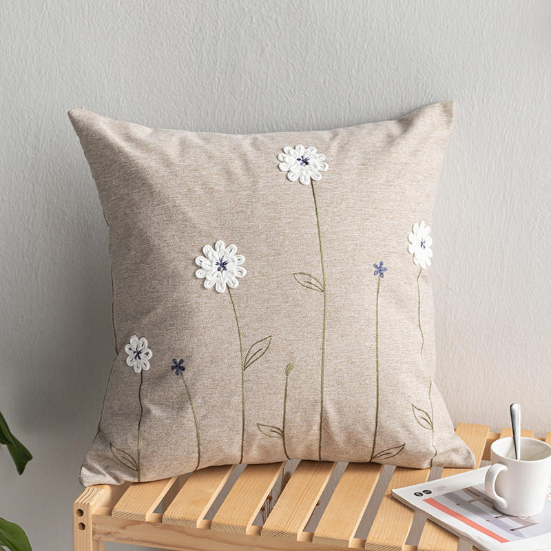 Flower Pattern Cotton Cushion 45x45cm