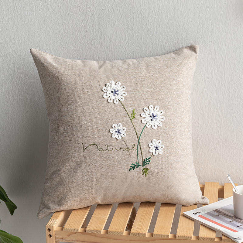 Flower Pattern Cotton Cushion 45x45cm