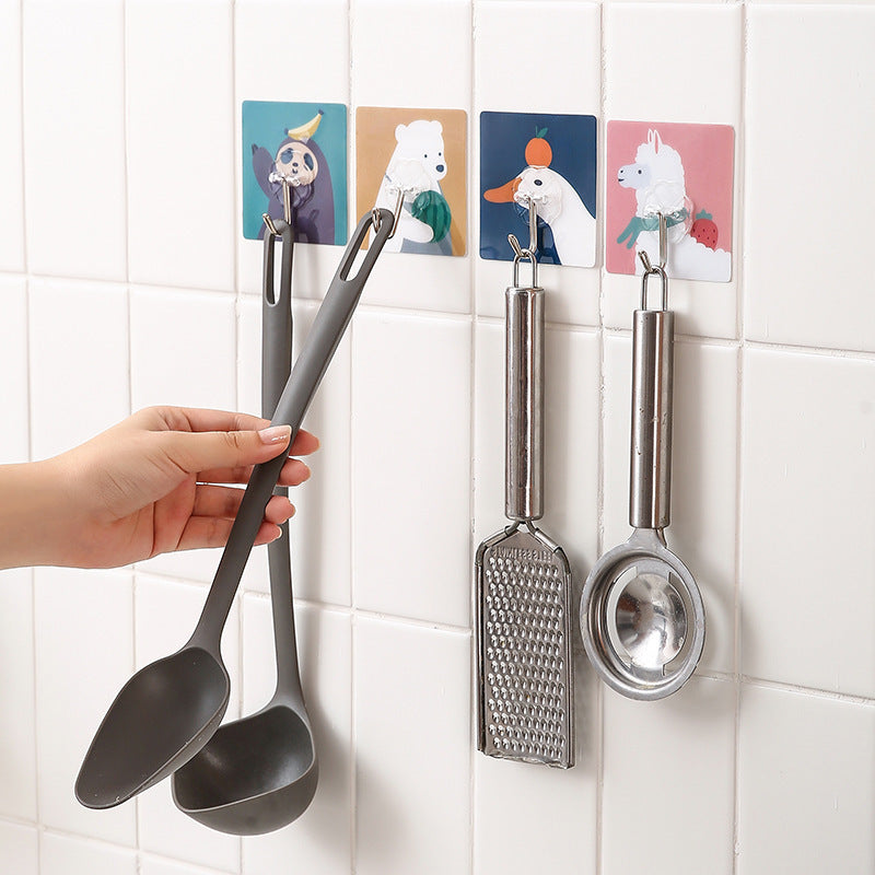 Adhesive Cartoon Wall Hooks 10 Pcs