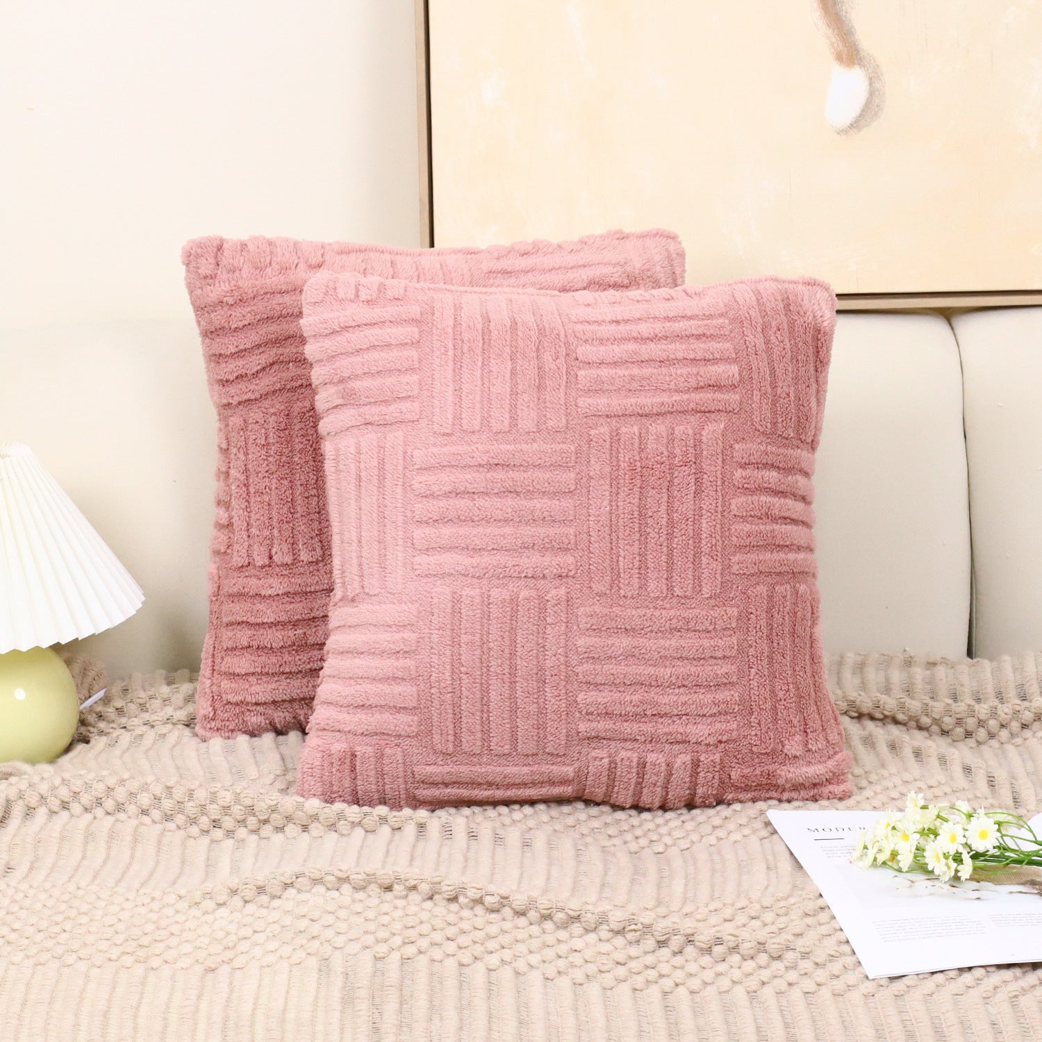 Woven Plush Cushion Cover 45x45cm