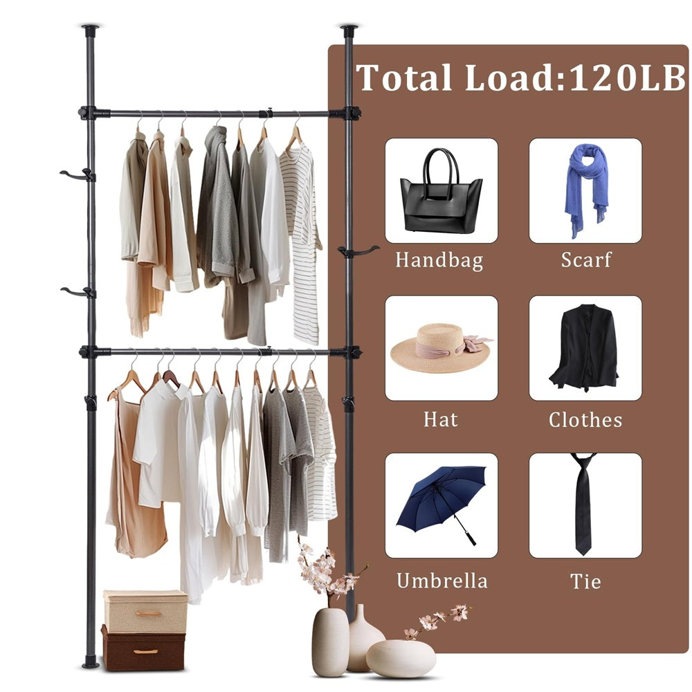 Adjustable Floor-to-Ceiling Stainless Steel Clothes Rack