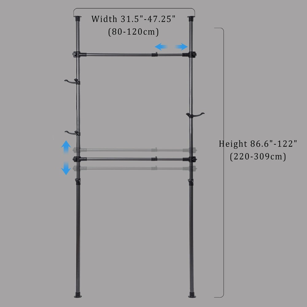 Adjustable Floor-to-Ceiling Stainless Steel Clothes Rack