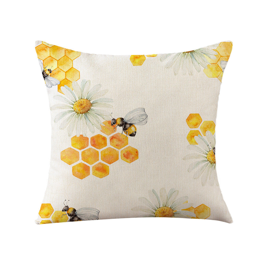 Bee Series Linen Cushion Cover 45x45cm