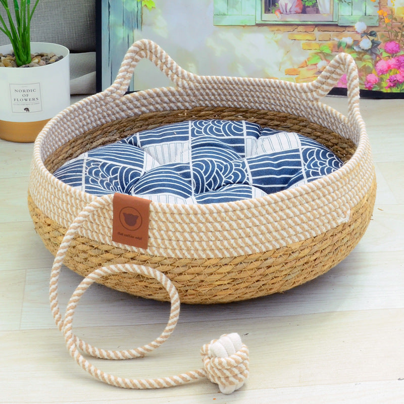 Cat Nest Summer Cool Rattan Cat Scratch Board