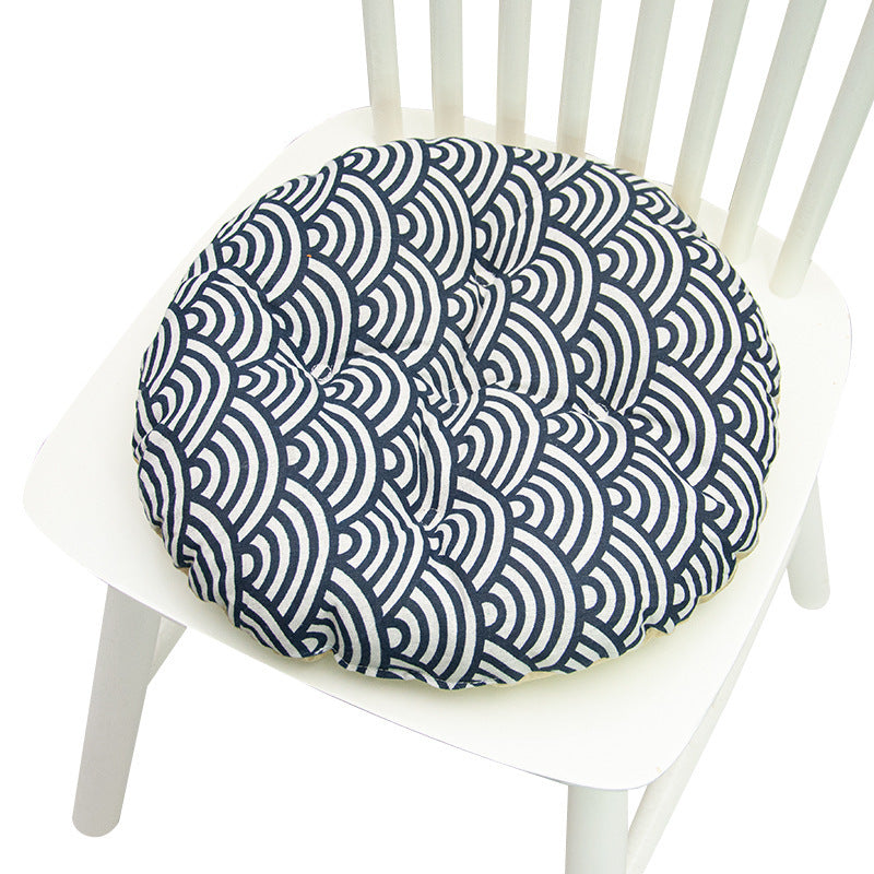 Geometric Round Cotton Chair Cushion 40cm