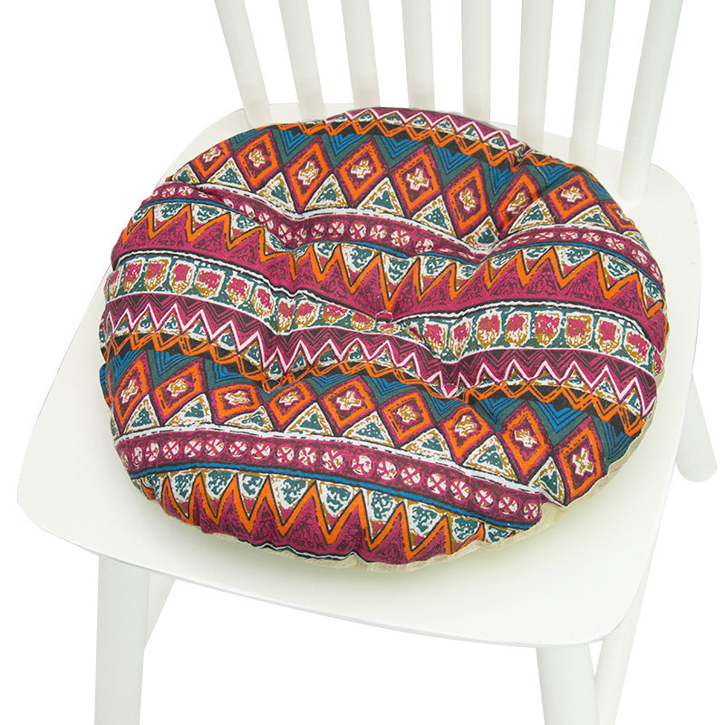 Geometric Round Cotton Chair Cushion 40cm