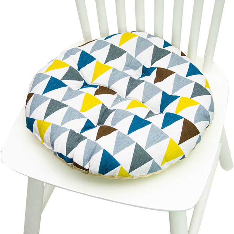 Geometric Round Cotton Chair Cushion 40cm