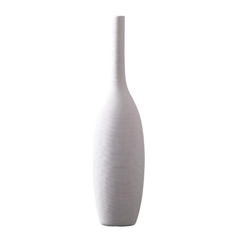 Minimalist Ribbed Ceramic Vase