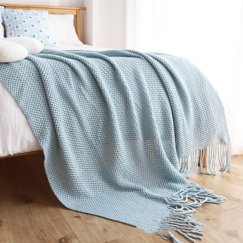 Tassel Knitted Blanket Throw