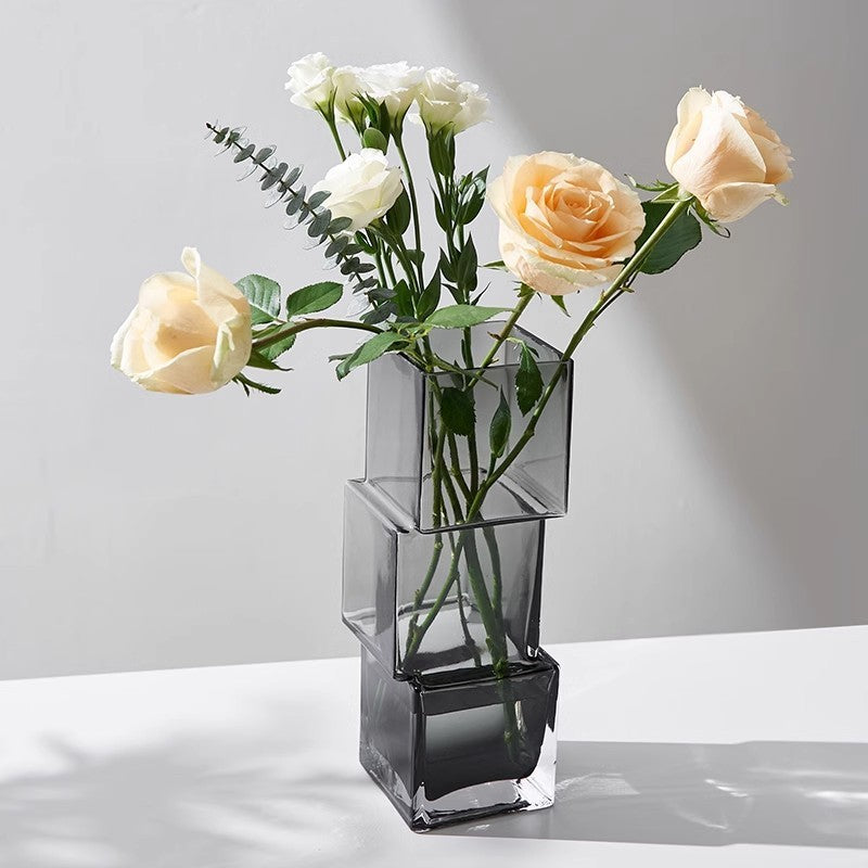 Modern Tilted Cubes Glass Vase