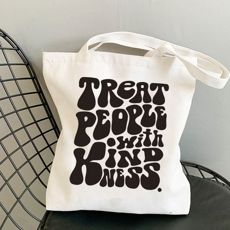 Kindness Print Canvas Tote