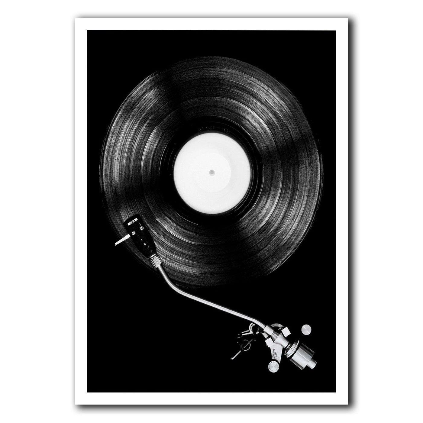 Black and White Vinyl Record Canvas Poster