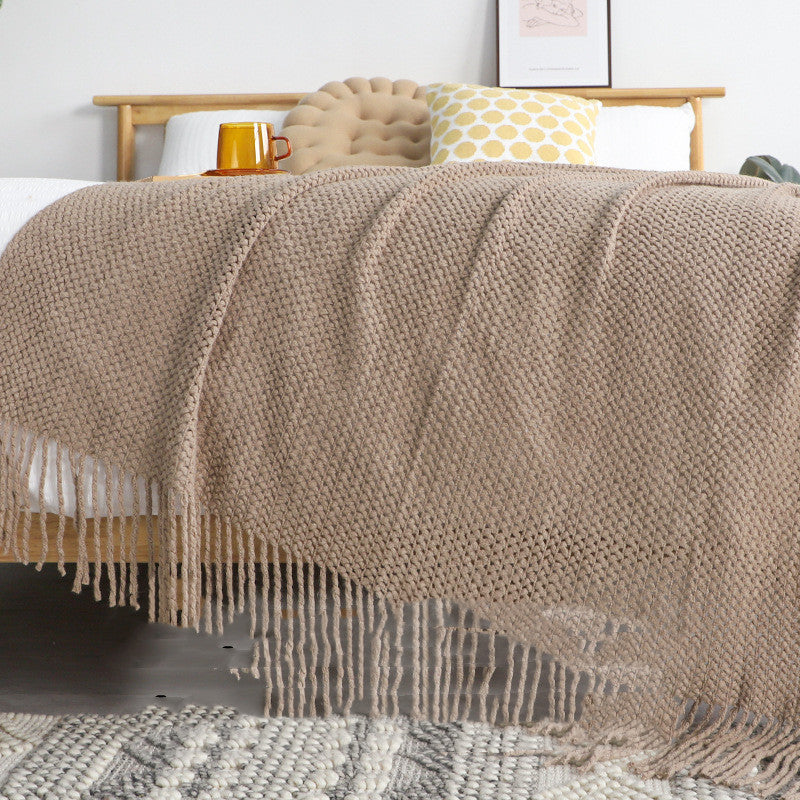 Tassel Knitted Blanket Throw