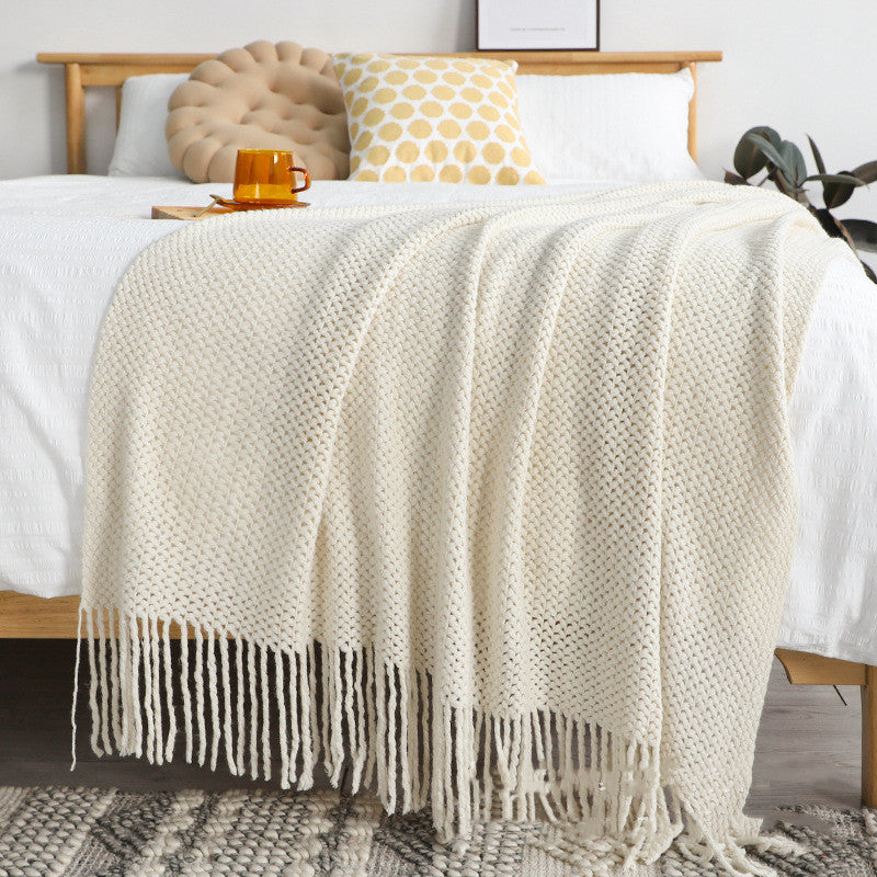 Tassel Knitted Blanket Throw