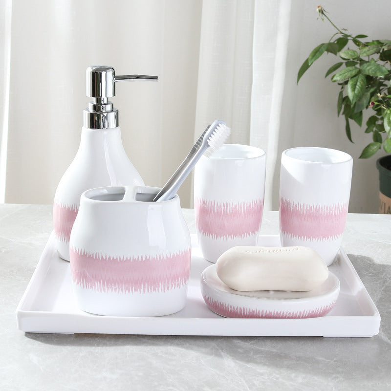 Elegant Print Bathroom Accessory Set