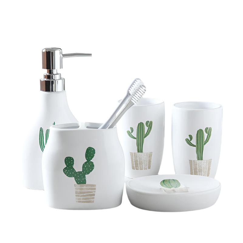 Elegant Print Bathroom Accessory Set