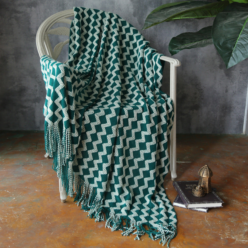 Geometric Knitted Throw, 120x230cm