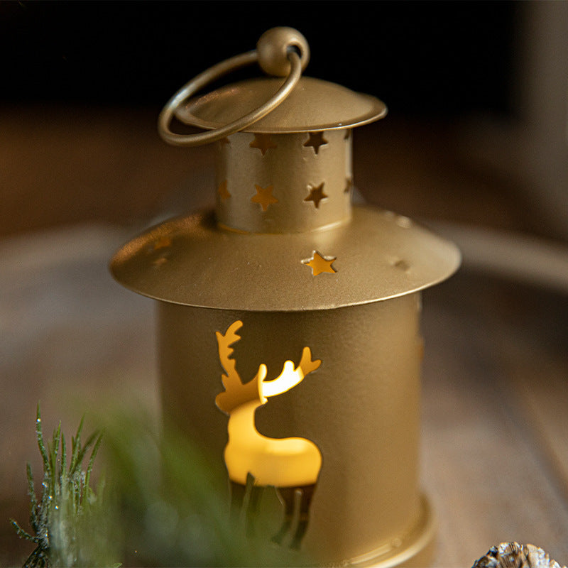 Golden Reindeer Candle Lantern