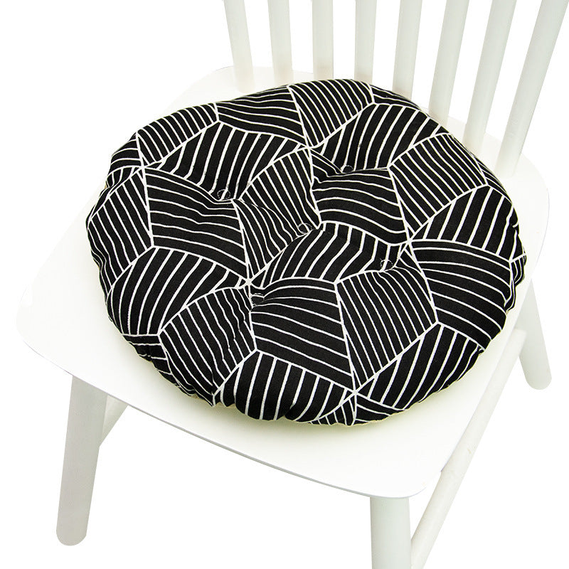 Geometric Round Cotton Chair Cushion 40cm