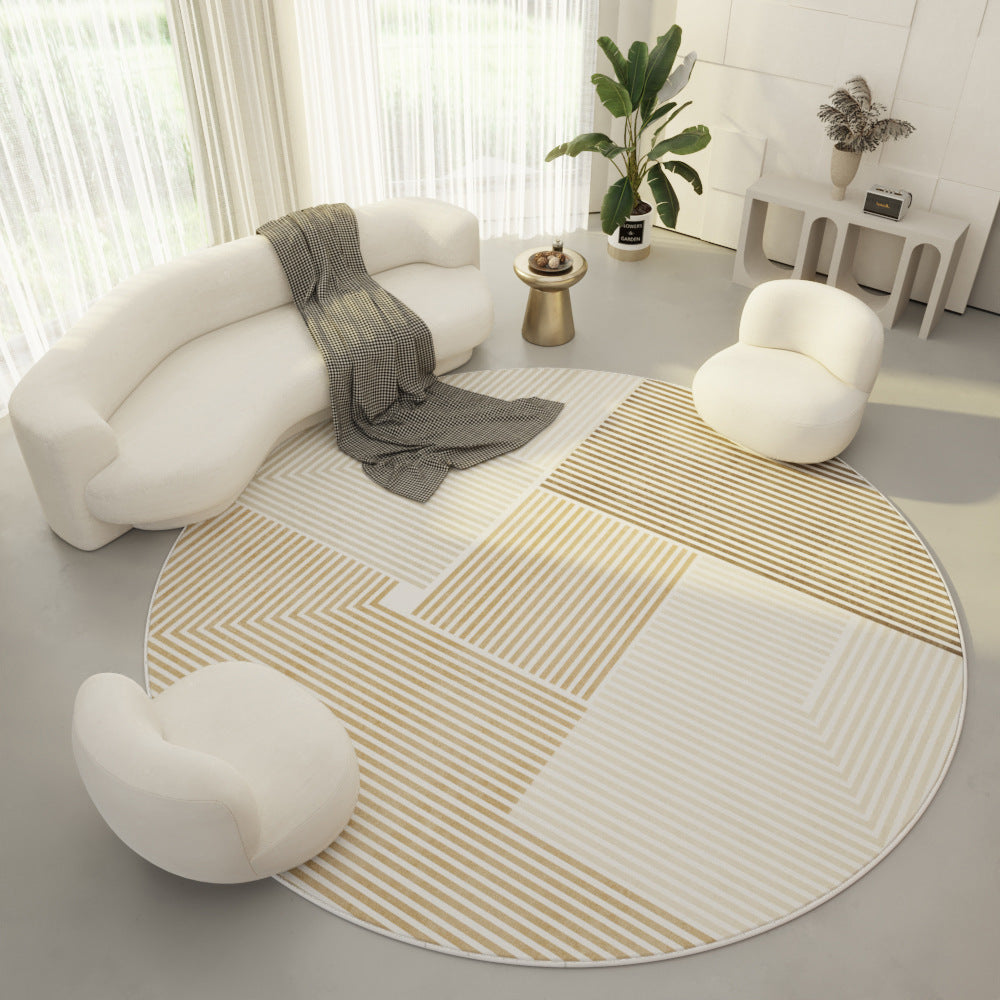 Golden Stripes Fusion Round Rug