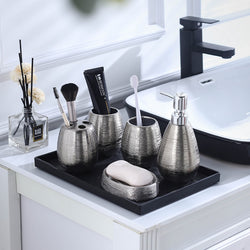 Silver Bathroom Accessory Set