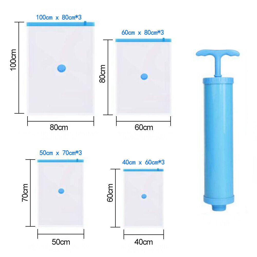 Vacuum Storage Bags with Manual Pump (Pack of 12)