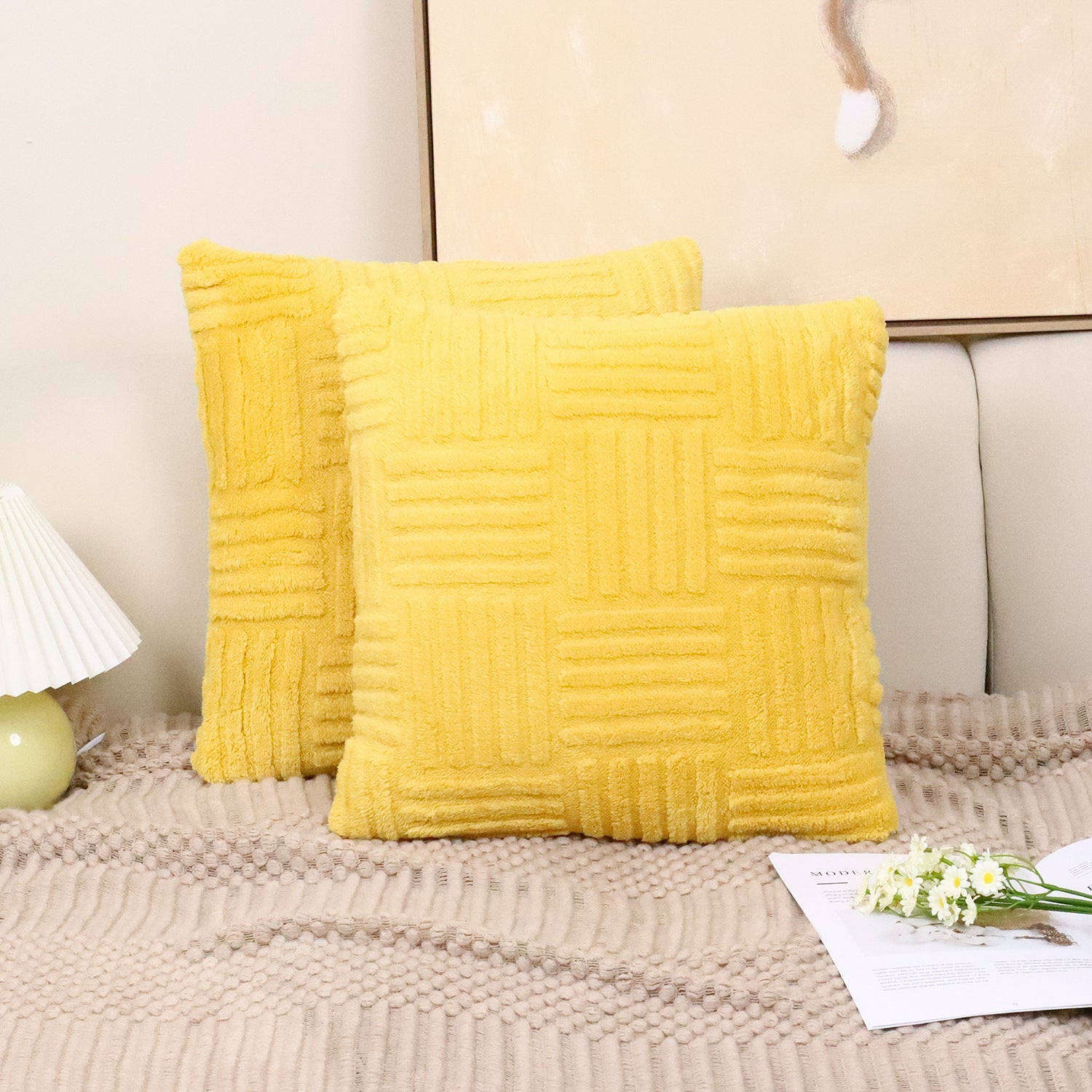 Woven Plush Cushion Cover 45x45cm