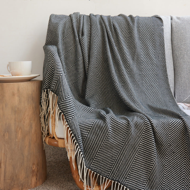 Cotton Herringbone Throw, 130x170cm