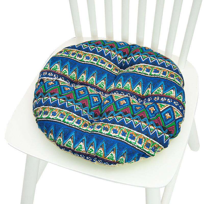 Geometric Round Cotton Chair Cushion 40cm