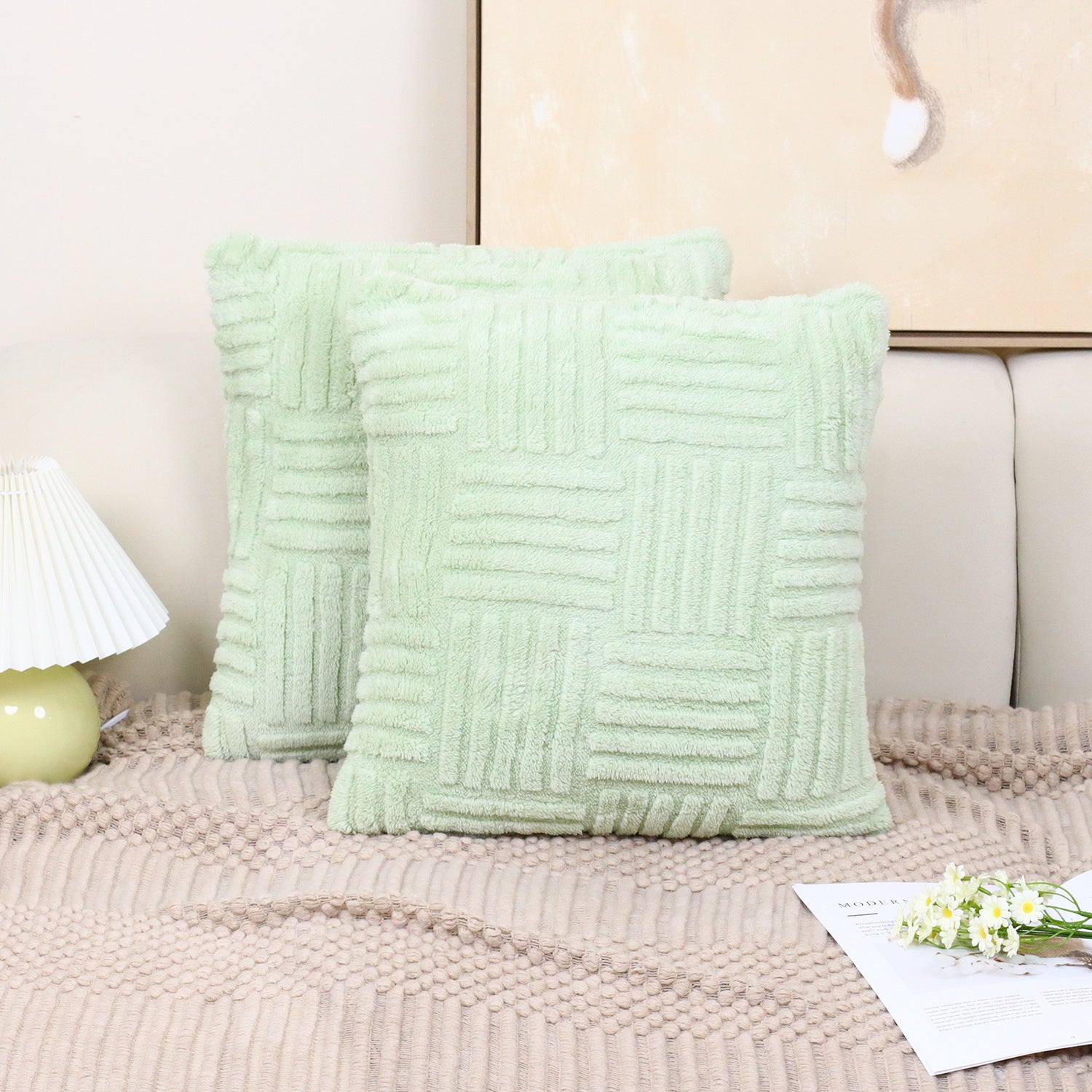 Woven Plush Cushion Cover 45x45cm