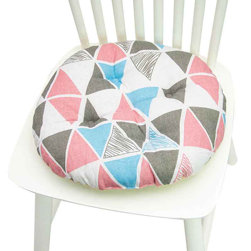 Geometric Round Cotton Chair Cushion 40cm