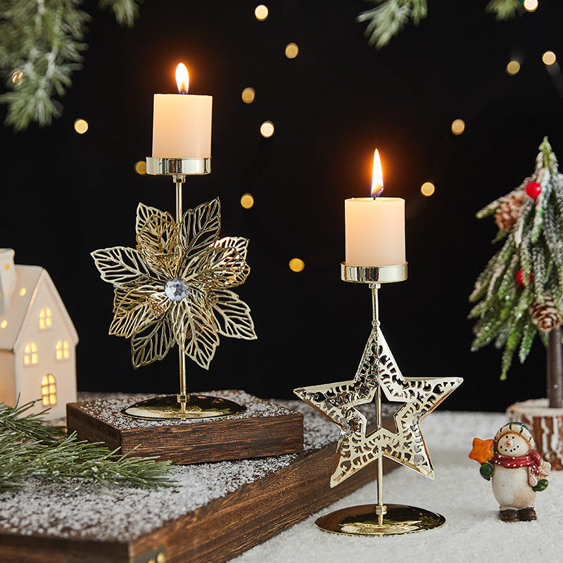 Golden Holiday Candle Holder