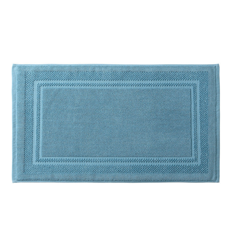 Cotton Woven Bath Mat Blue Colour Minimalist Bathroom