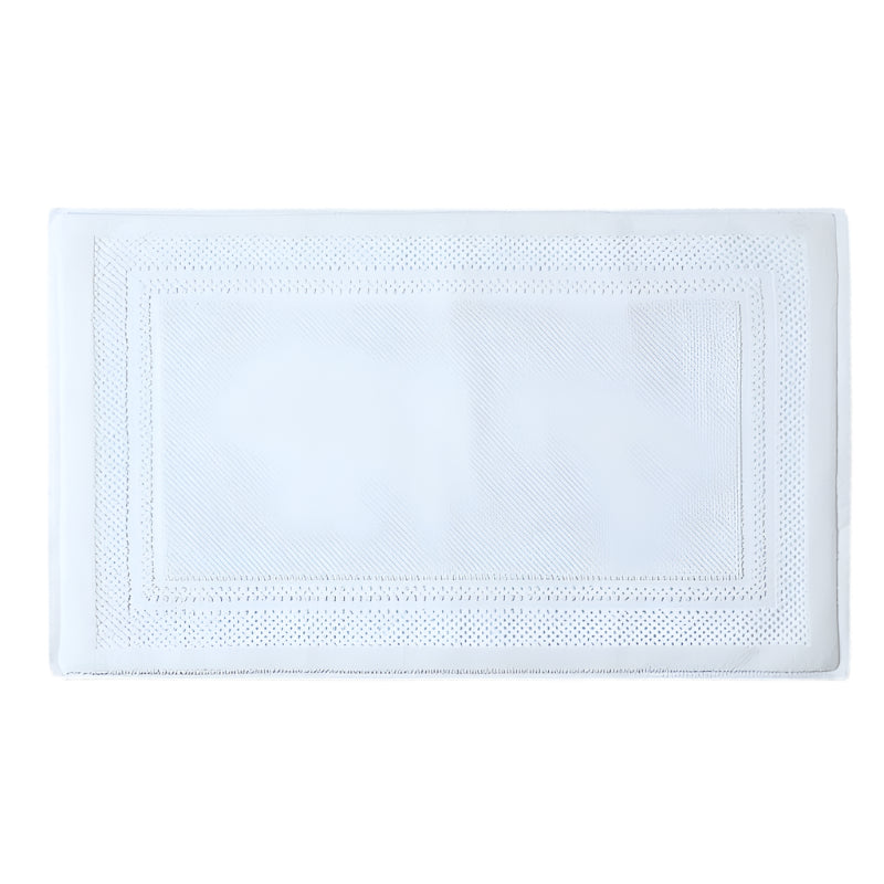 Cotton Woven Bath Mat White Minimalist Bathroom