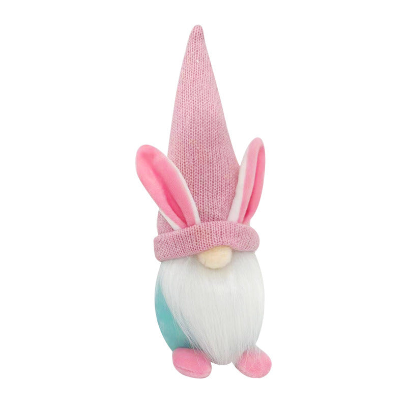 Easter Bunny Hat Doll Decoration Soft Plush Polyester Colourful Pink