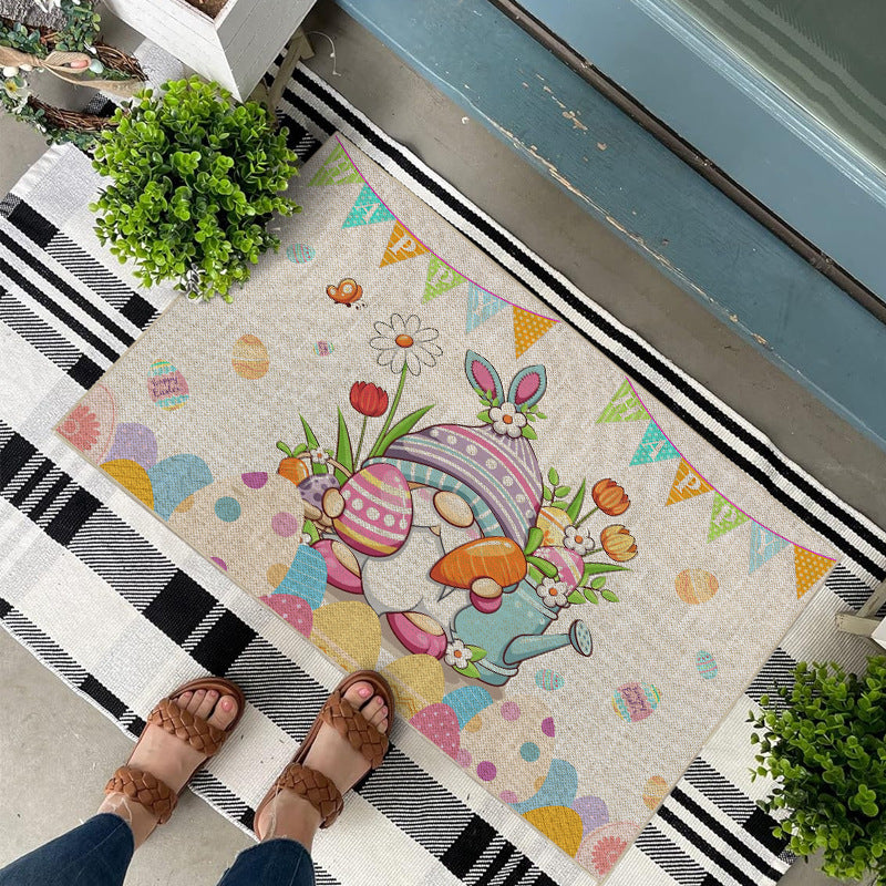 Easter Bunny Welcome Mat Antislip backing 40x60cm Beige Polyester Rectangular