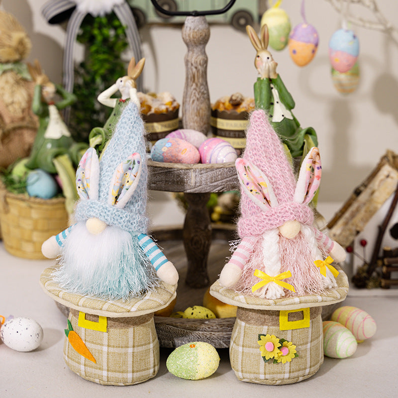 Easter Gnome Hat Plush Decoration 30cm Polyester Soft Spring Festive